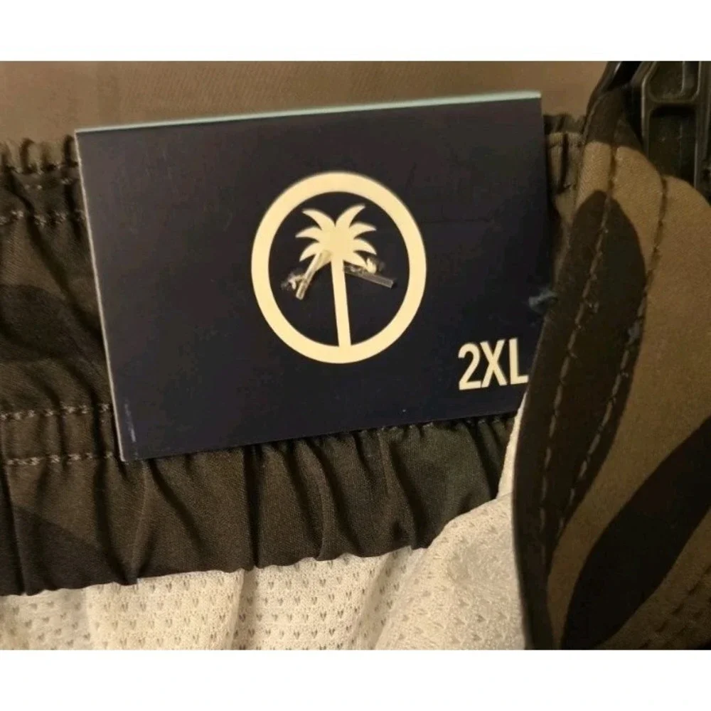 Brand New Trinity Coast‎ 2XL Green Camo Swim Trunks UPF 50 Quick Dry Mesh Liner